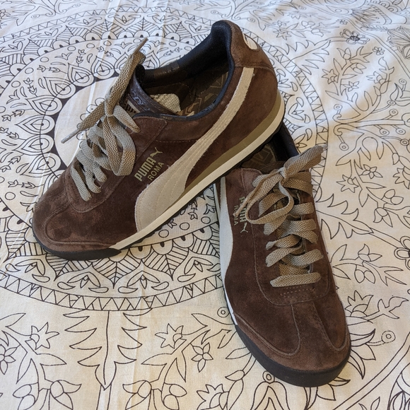 brown suede puma roma